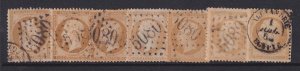 Alexandria (French Offices), Napoleon 10c 5080 cancel, 7 used (small faults)