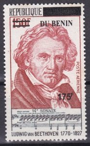 BENIN 2007 /8 1436 175F €45 LUDWIG VAN BEETHOVEN MUSIC OVERPRINT SURCHARGE MNH-