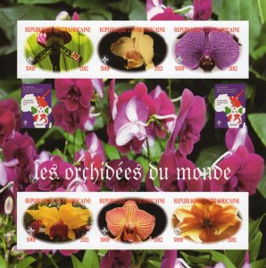 Central African Republic 2012 IMPERFORATED ORCHIDS OF THE WORLD-SCOUTS Shlt. 6