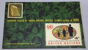 Souvenir Folder UNITED NATIONS Postage Stamps Collection 1965 MINT LH 