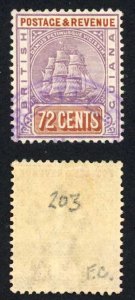 British Guiana SG203 72c Fiscal cancel