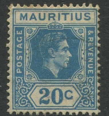 Mauritius - Scott 217 - KGVI Definitive Issue -1938 - FU -Single 20c Stamp