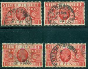 GREAT BRITAIN SG-453, SCOTT #'s 227, USED, 4 STAMPS, GREAT PRICE!