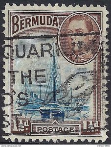 BERMUDA 1938 KGVI 1?d Deep Blue & Purple-Brown SG111 Used