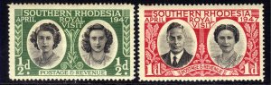 Southern Rhodesia 1947 KGV1 Royal Visit Set MM SG 62 - 63 ( L680 )