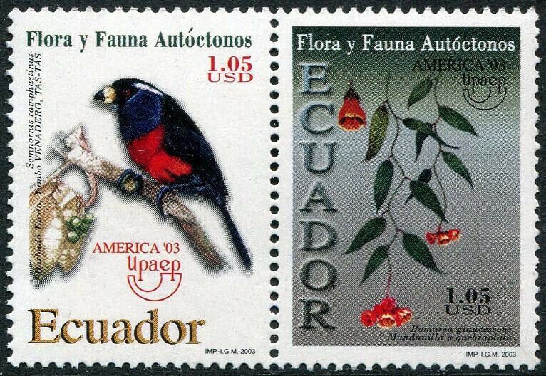 HERRICKSTAMP ECUADOR Sc.# 1687 UPAEP 2003 Setenant Pair Mint NH