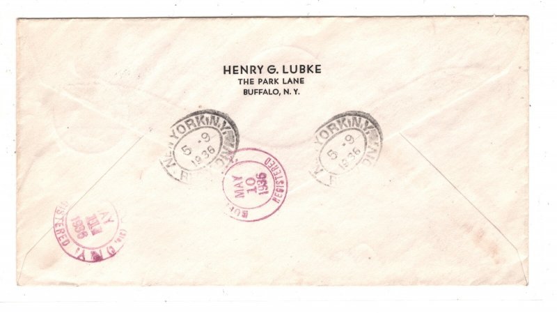 GERMANY HINDENBURG ZEPPELIN Air Mail Cover FIRST FLIGHT USA New York 1936 KZ292