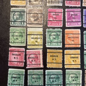 132 All Different Bureau Precancel Stamp Lot Many Different States And Towns 