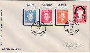 Philippines # N32-N34, Portraits,  First Day Cover