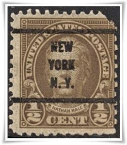 ♦SC#653 1/2¢ Nathan Hale Precancel (New York, N.Y.) Used*