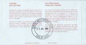 CANADA - UN - Operation Echo - Task Force Aviano - Airletter 2001