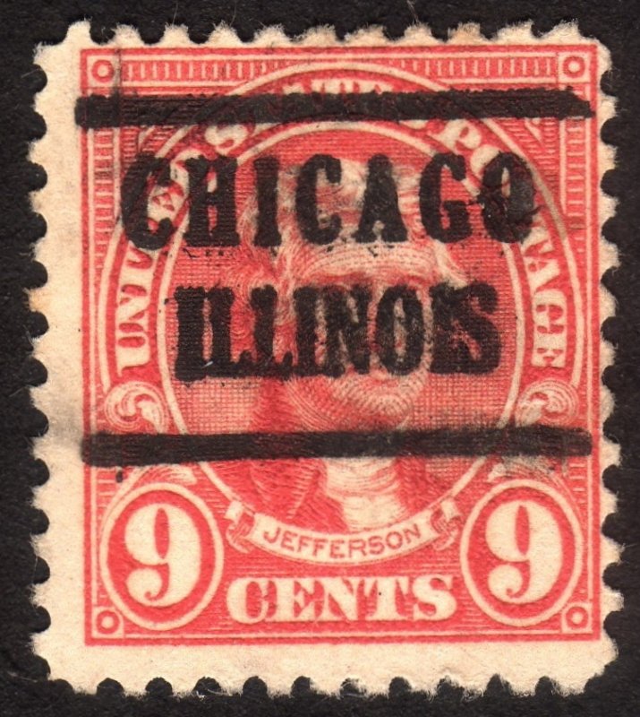 1923, US 9c, Jefferson, Used, Chicago precancel, Sc 561