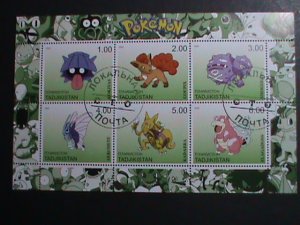 TAJIKISTAN -2000 LOVELY FAMPOUS POKEMON CTO FANCY POSTAL CANCEL S/S VERY FINE