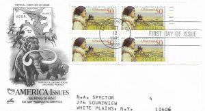 1991 Air Mail FDC, #C131, 50c Pre-Columbian America, Art Craft, block of 4