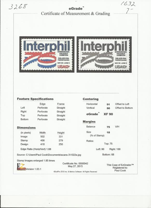 # 1632 MINT NEVER HINGED INTERPHIL XF+