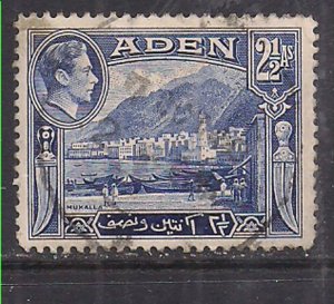 Aden 1939 -48 KGV1 2  1/2 annas Blue used SG 21 ( H634 )