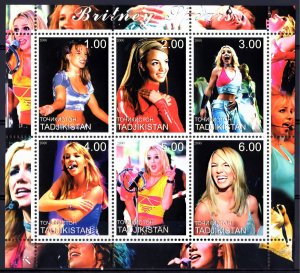 Tajikistan 2000 BRITNEY SPEARS Sheetlet (6) Perforated MNH