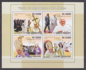 2010 Sao Tome and Principe 4378-4381KL Visit to Africa by Pope Benedict XVI