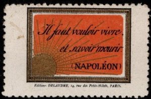 Vintage Delandre Poster Stamp Napoleon You Have To Want To Live Know How To Die