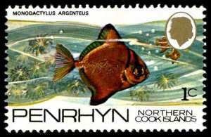 PENRHYN ISLAND Sc 51 VF/MNH - 1974 1c Monodactylus argenteus Fish