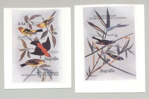 Anguilla #617-618 Audubon, Birds 2v S/S Imperf Proofs on Cards