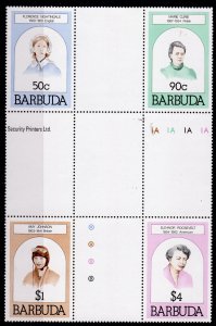 Barbuda 1981 Sc#474/477 Marie Curie-Nightingale-Roosevelt CROSS BLOCK MNH SUPERB