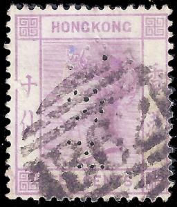 Hong Kong 1882 Sc 42 uvg  perfin