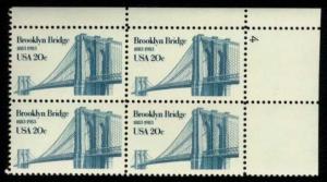 US #2041 Brooklyn Bridge P# Block of 4; MNH (1.75)