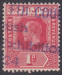 FIJI 1924 GV 1d part strike of the rare FIJI COURT BRITISH EXHIBITION handstamp