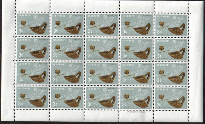 RYUKYU SHEET of 20 - 210 HAND CRAFTS MINT VF NH OG