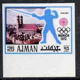 Ajman 1971 Fencing 25dh from Munich Olympics imperf set o...