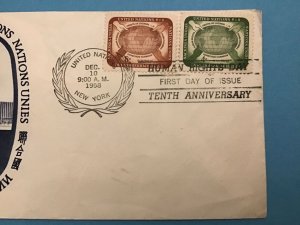 United Nations New York Humans Right Day FDI 1958 Stamp Cover R42897