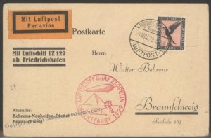 Germany  1929 Graf Zeppelin Si23IA Orientfahrt  Cover Braunschweig 103327