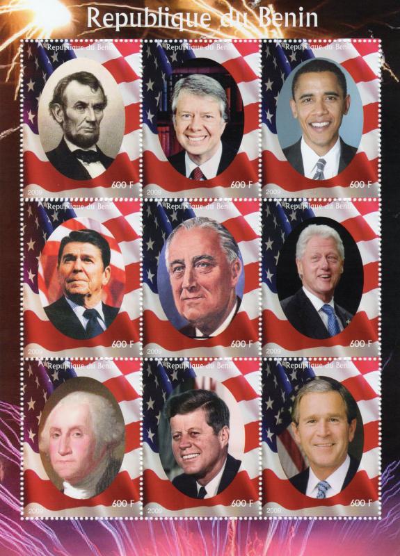 Benin 2009 American Presidents/Barack Obama Shlt (9) #1 Perforated MNH