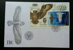 Finland Owls 1998 Birds Of Prey Animal Wildlife Fauna Snowy (miniature FDC)