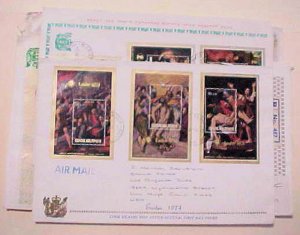 COOK ISLANDS  6 DIFF.   FDC SHEETLETS 1968-1978   CACHET ADDRESSED