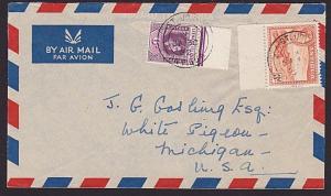 ANTIGUA LEEWARD IS 1952 mixed franking 9d airmail rate cover to USA.........6585