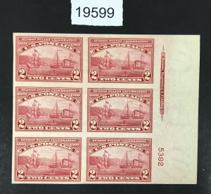 MOMEN: US STAMPS # 373 MINT OG NH PLATE BLOCK OF 6 $375  LOT #19599