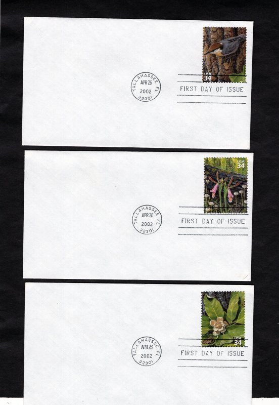 3611 A-J Longleaf Pine Forest, FDC set/10 no cachet