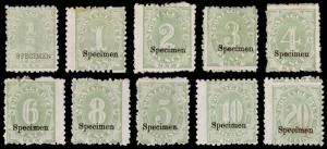 New South Wales Scott J1-J10 Specimen, Perf.10x10 (1891-92) Mint H F-VF M