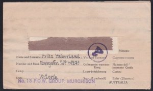 AUSTRALIA 1943 POW lettersheet Murchison Camp Melbourne to Germany.........A8362