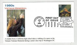 2000 VIETNAM VETERANS MEMORIAL BGC ALLOVER COLOR FDC WITH TEXT By Ginsburg