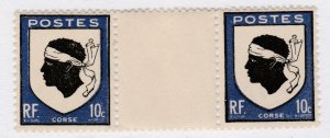 1946 FRANCE Arms of Corsica Moor's Head 10c with Center Gutters MNH** Stamp X745-