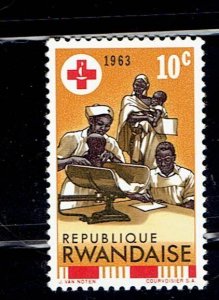 RWANDA SCOTT#44 1963 100TH ANNIVERSARY OF THE RED CROSS- CHILDREN'S CLIN...