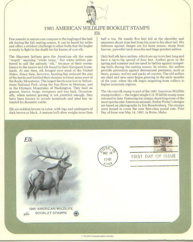 Elk, FDC (USHFDC1886)