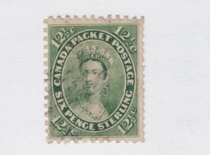 CANADA #18 12 1/2c yellow green F-VF  USED