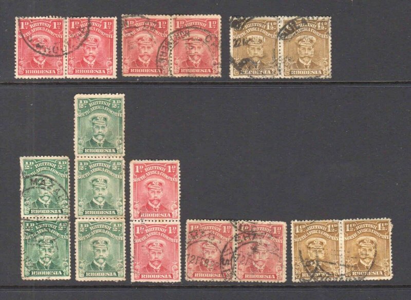 RHODESIA 119-121 MULTIPLES CANCELS COLLECTION LOT $$$$$$$ 17 STAMPS