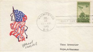 929 3c IWO JIMA - US MARINES - Flag cachet