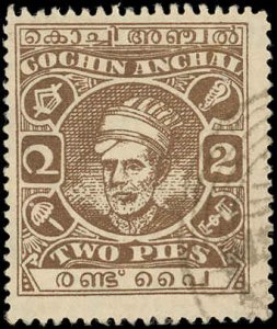 Cochin Indian State Scott 63a - 1943 2p Maharaja Sri Kerala Varma