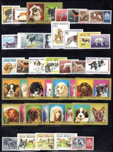 WORLDWIDE 1970-2000 COLLECTION OF 75 DOG STAMPS, MOSTLY COMPLETE SETS